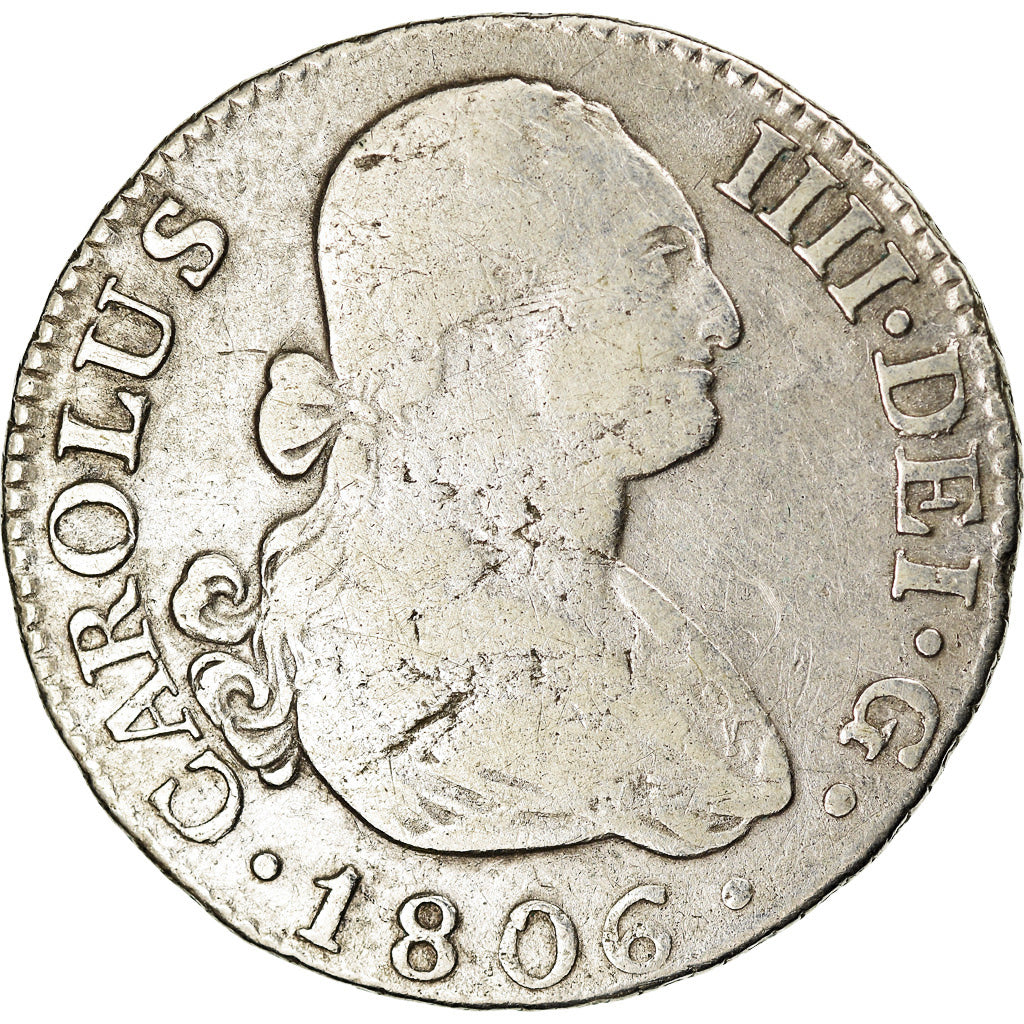 Moneta, Spagna, Charles IV, 2 Reales, 1806, Madrid, MB, Argento, KM:430.1