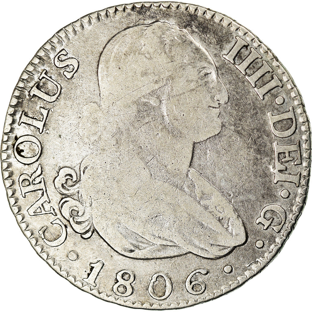 Moneta, Spagna, Charles IV, 2 Reales, 1806, Madrid, MB, Argento, KM:430.1