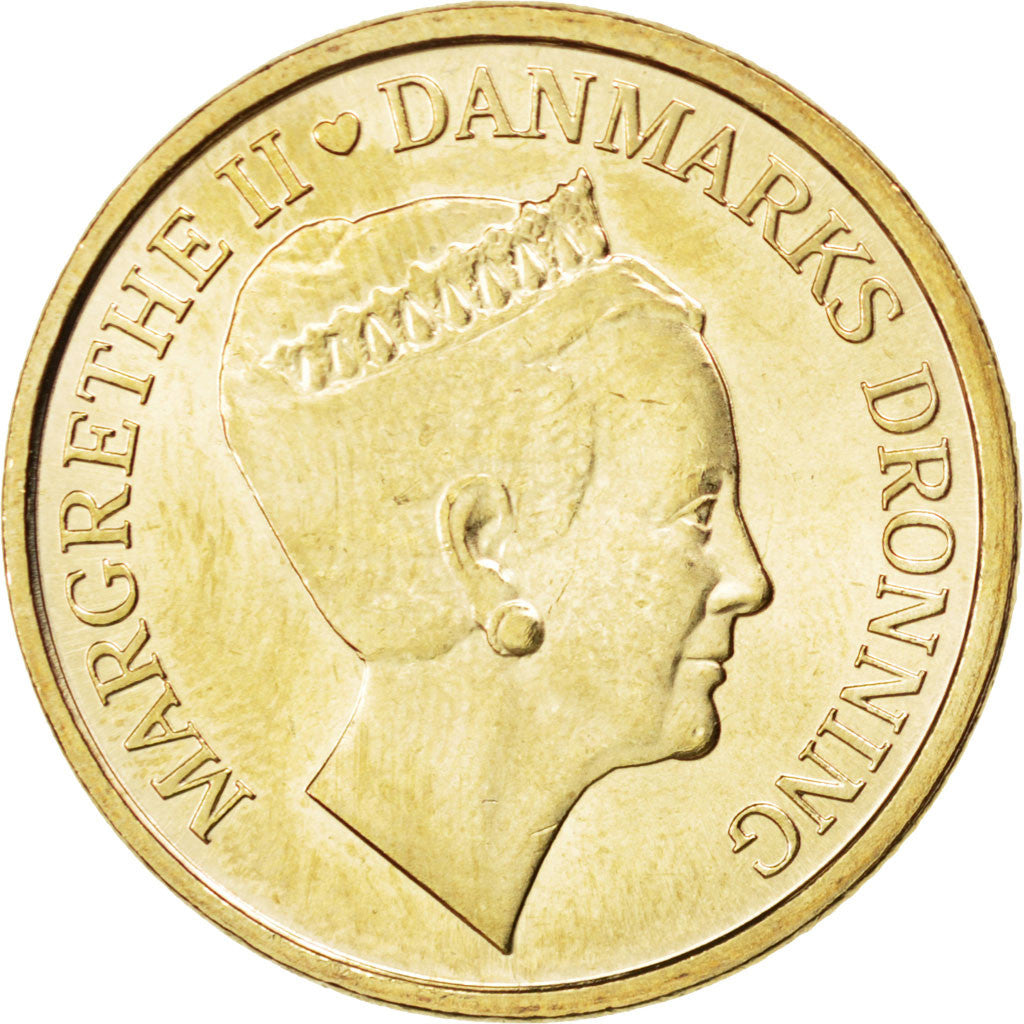 Coin, Denmark, Margrethe II, 20 Kroner, 2010, MS(63), Aluminum-Bronze, KM:937