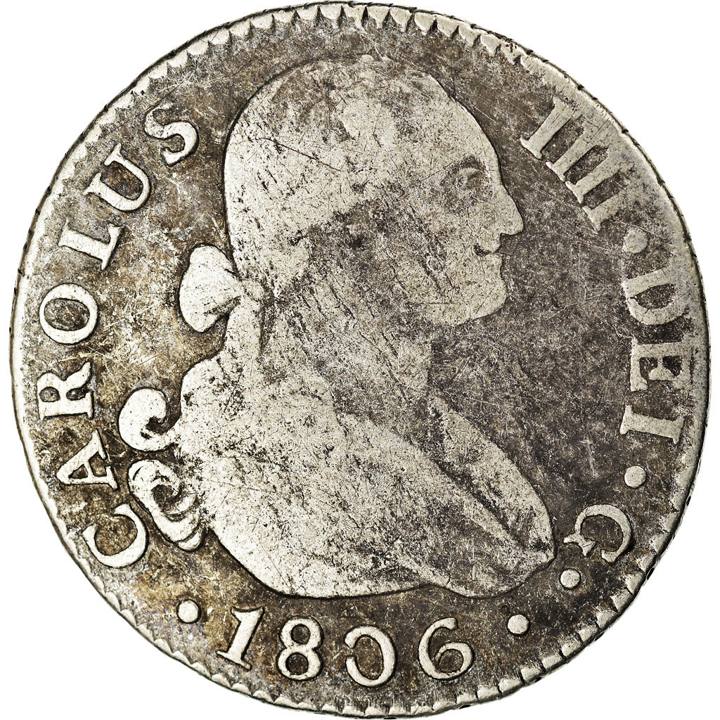 Munten, Spanje, Charles IV, 2 Reales, 1806, Seville, ZG+, Zilver, KM:430.2