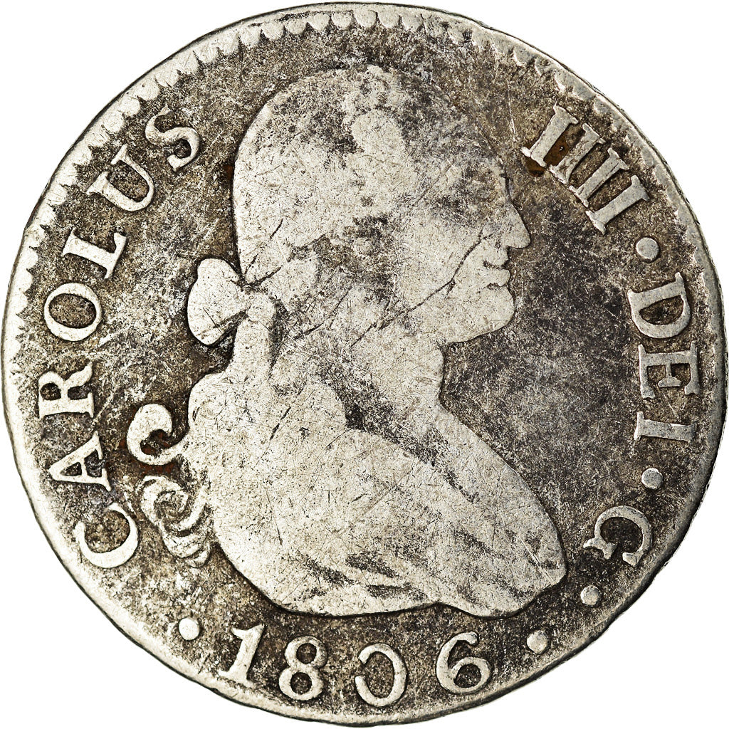 Munten, Spanje, Charles IV, 2 Reales, 1806, Seville, ZG+, Zilver, KM:430.2