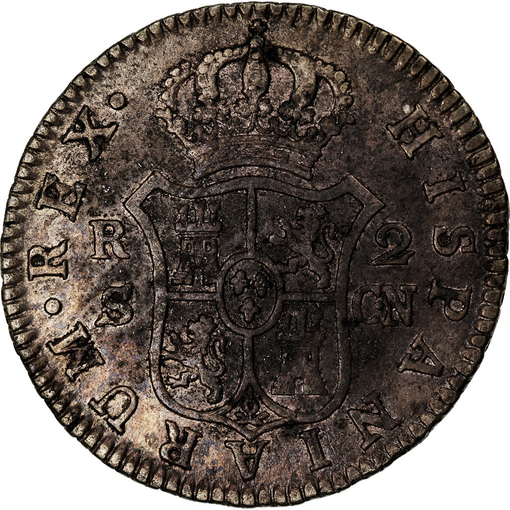 Coin, Spain, Charles IV, 2 Reales, 1808, Seville, VF(30-35), Silver, KM:430.2