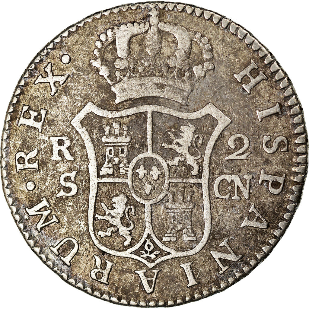 Coin, Spain, Charles IV, 2 Reales, 1808, Seville, VF(20-25), Silver, KM:430.2