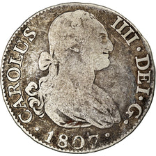Monnaie, Espagne, Charles IV, 2 Reales, 1807, Madrid, TB, Argent, KM:430.1