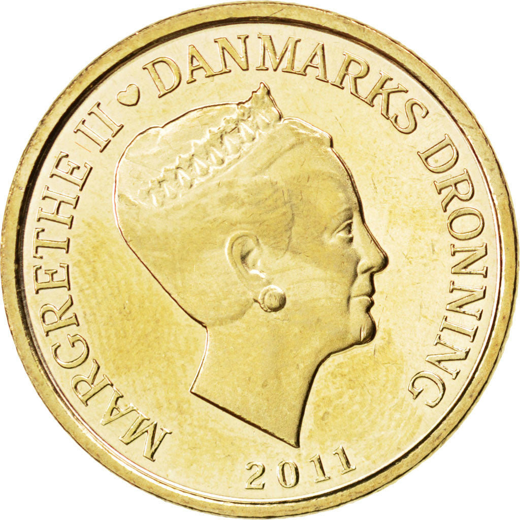 Coin, Denmark, Margrethe II, 20 Kroner, 2011, MS(63), Aluminum-Bronze, KM:941