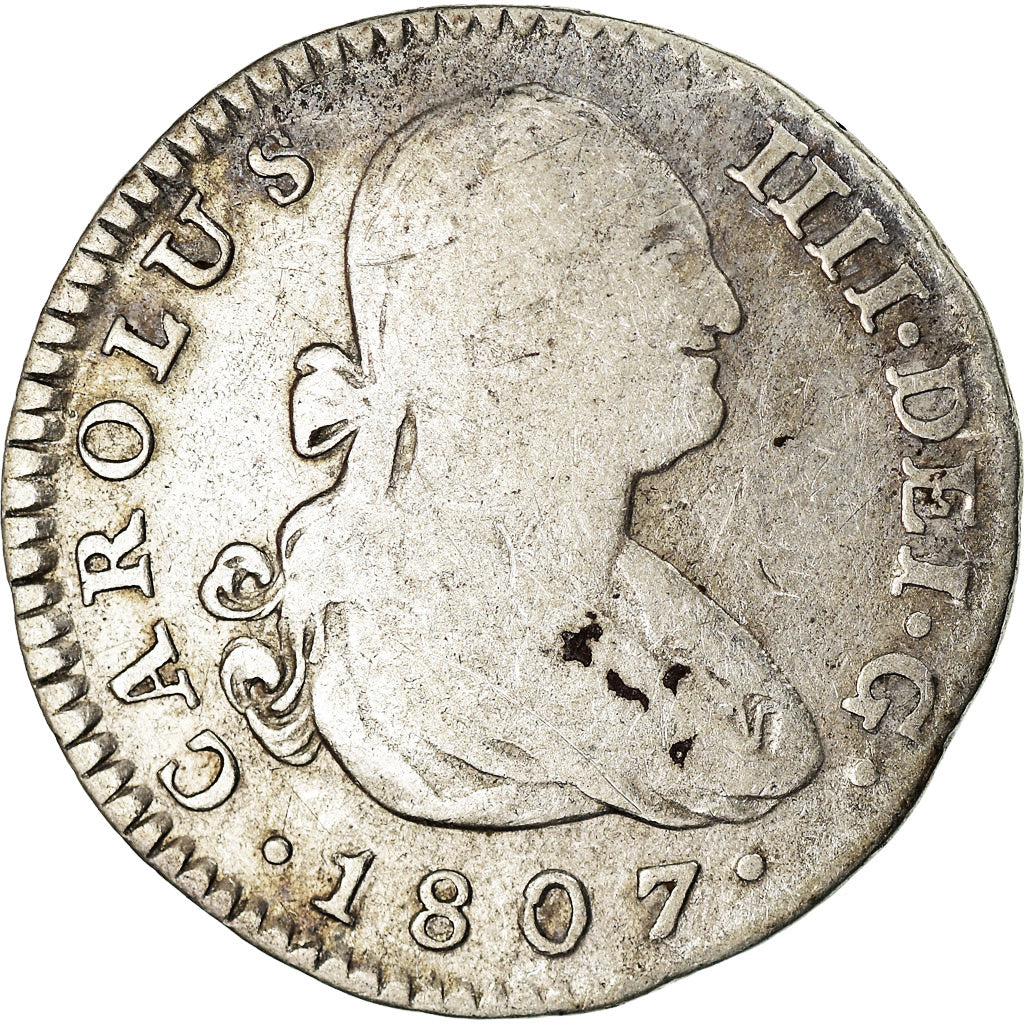 Moneda, España, Charles IV, Real, 1807, Madrid, BC+, Plata, KM:429.1