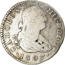 Moneda, España, Charles IV, Real, 1807, Madrid, BC+, Plata, KM:429.1