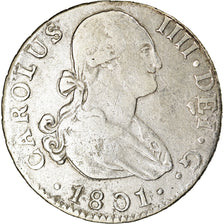 Coin, Spain, Charles IV, 2 Reales, 1801, Seville, VF(30-35), Silver, KM:430.2
