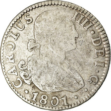 Monnaie, Espagne, Charles IV, 2 Reales, 1801, Seville, TB, Argent, KM:430.2