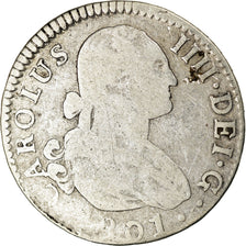 Coin, Spain, Charles IV, 2 Reales, 1801, Seville, F(12-15), Silver, KM:430.2