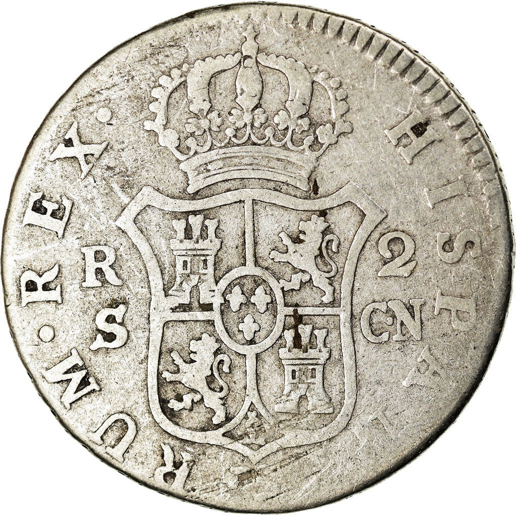 Coin, Spain, Charles IV, 2 Reales, 1801, Seville, F(12-15), Silver, KM:430.2