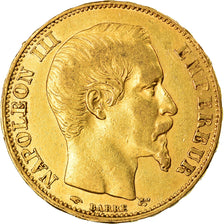 Coin, France, Napoleon III, Napoléon III, 20 Francs, 1856, Paris, AU(50-53)
