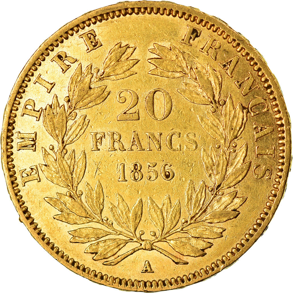 Coin, France, Napoleon III, Napoléon III, 20 Francs, 1856, Paris, AU(50-53)
