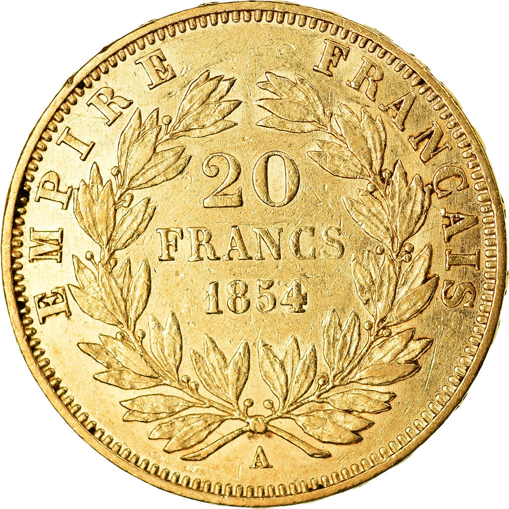 Coin, France, Napoleon III, Napoléon III, 20 Francs, 1854, Paris, AU(50-53)