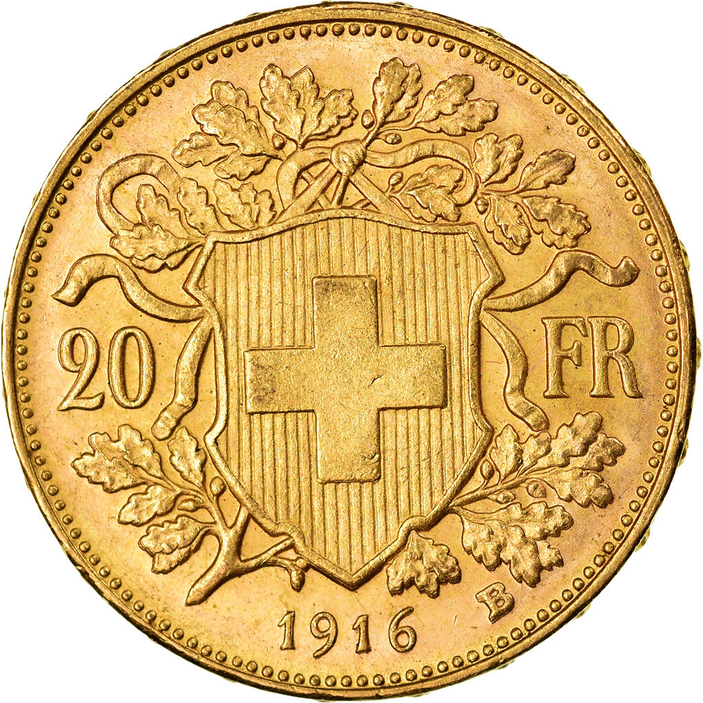 Moneda, Suiza, 20 Francs, 1916, Bern, EBC+, Oro, KM:35.1