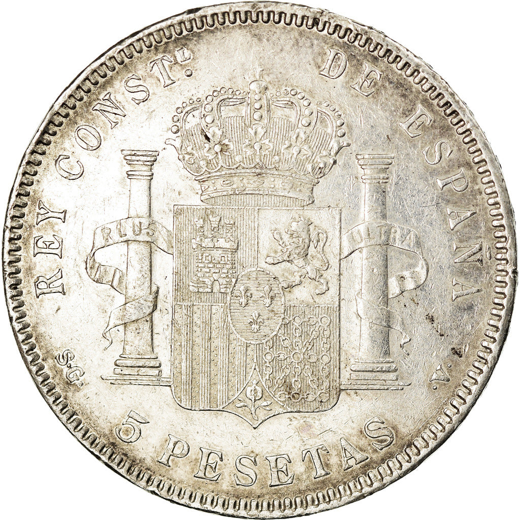 Munten, Spanje, Alfonso XIII, 5 Pesetas, 1898, Madrid, ZF, Zilver, KM:707