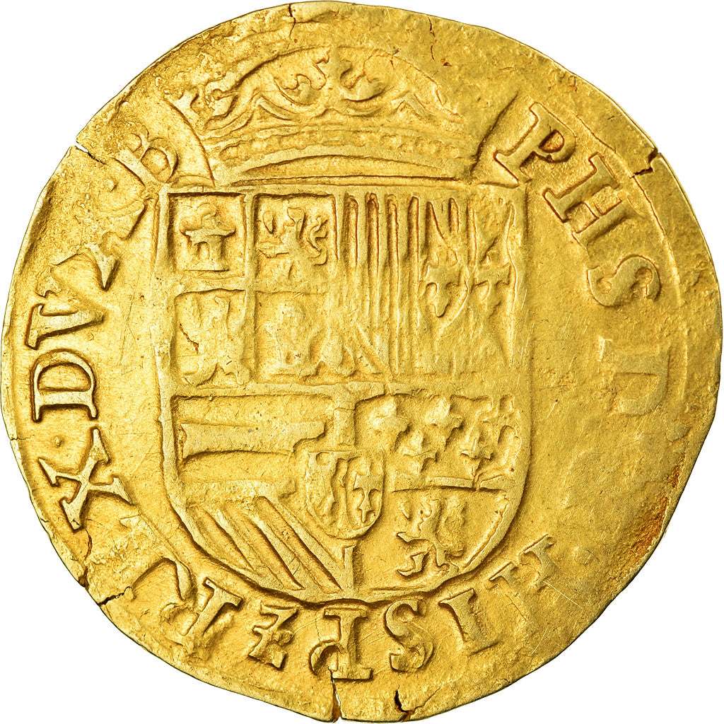 Moneta, Paesi Bassi Spagnoli, Philip II, 1/2 Réal, 1556-1598, Antwerp, BB, Oro