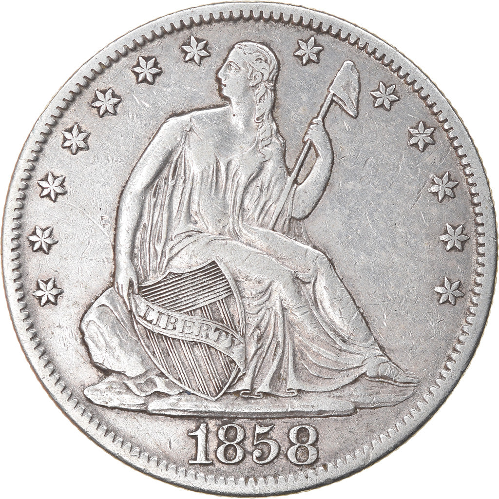 Coin, United States, Seated Liberty Half Dollar, 1858 O, EF(40-45), Silver