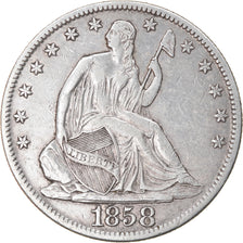 Coin, United States, Seated Liberty Half Dollar, 1858 O, EF(40-45), Silver