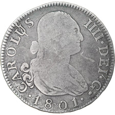 Coin, Spain, Charles IV, 2 Reales, 1801, Madrid, Die Break, VF(30-35), Silver
