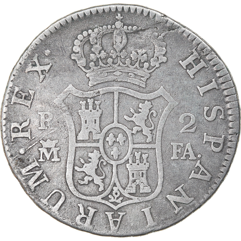 Coin, Spain, Charles IV, 2 Reales, 1801, Madrid, Die Break, VF(30-35), Silver