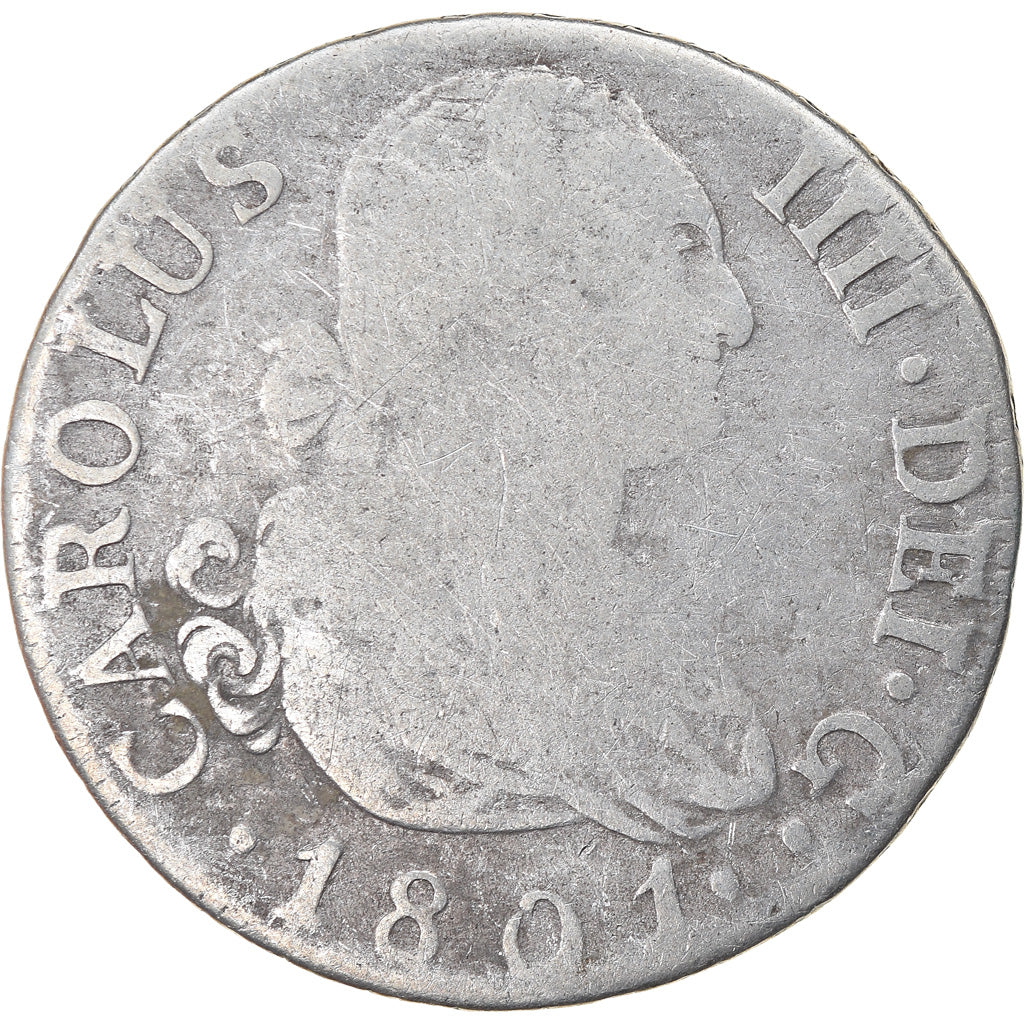 Münze, Spanien, Charles IV, 2 Reales, 1801, Madrid, S, Silber, KM:430.1
