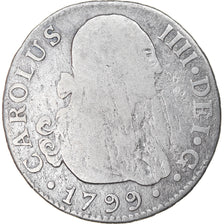 Moneda, España, Charles IV, 2 Reales, 1799, Seville, BC, Plata, KM:430.2