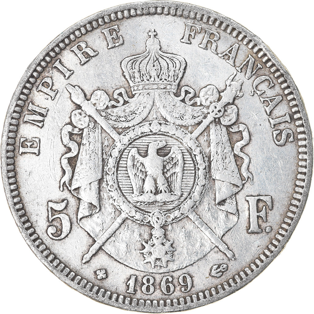 Coin, France, Napoléon III, 5 Francs, 1869, Strasbourg, VF(30-35), Silver