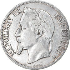 Moneda, Francia, Napoléon III, 5 Francs, 1868, Strasbourg, BC+, Plata