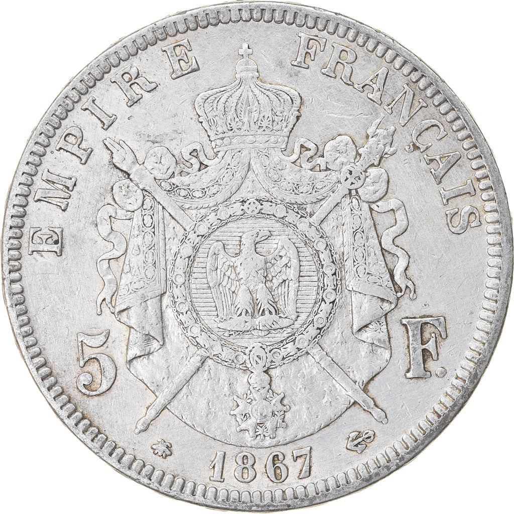 Monnaie, France, Napoleon III, Napoléon III, 5 Francs, 1867, Paris, TTB