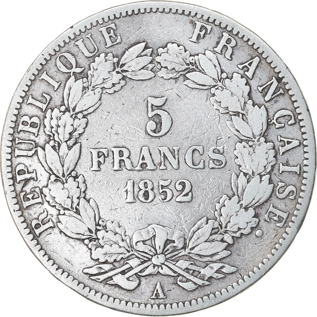 Coin, France, Napoléon III, 5 Francs, 1852, Paris, VF(20-25), Silver, KM:773.1