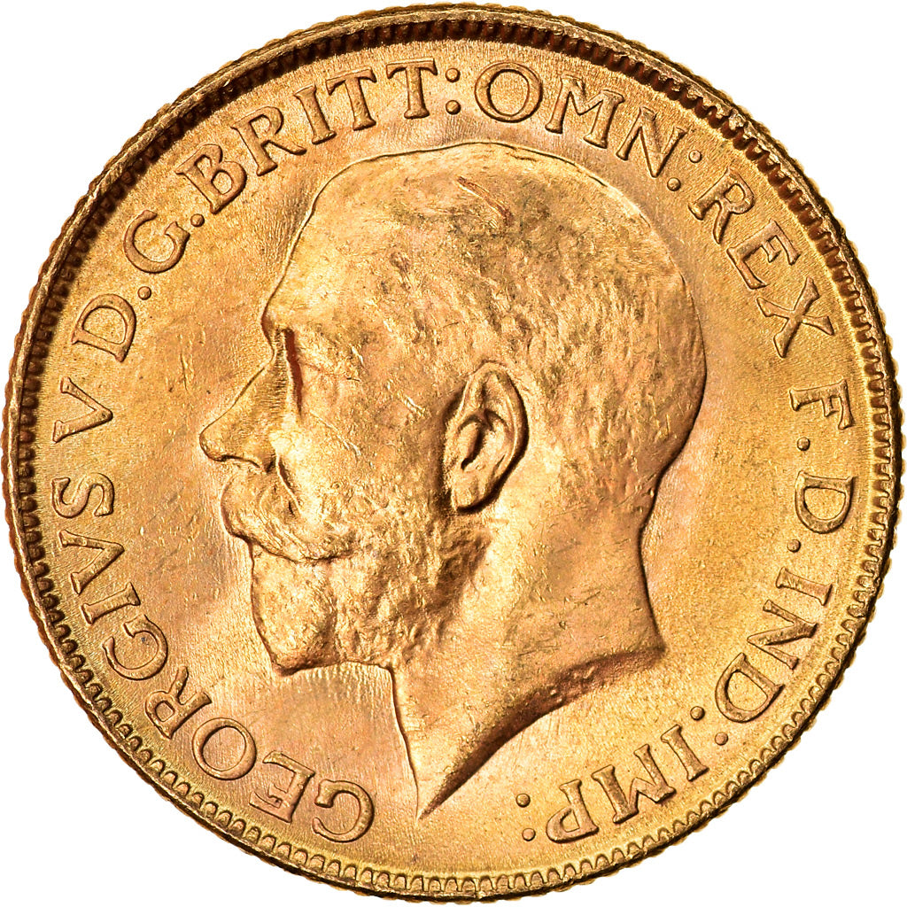 Coin, INDIA-BRITISH, George V, Sovereign, 1918, Bombay, AU(55-58), Gold, KM:525A