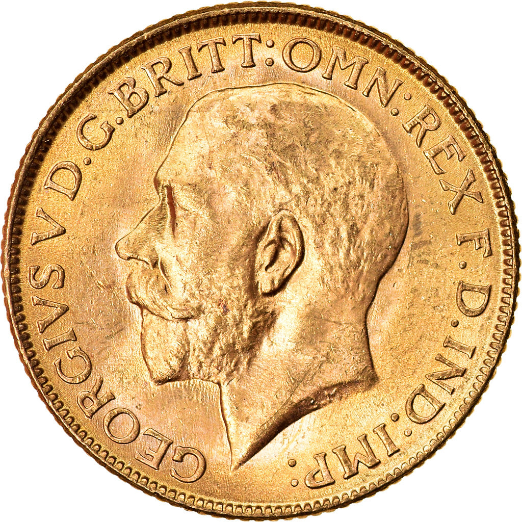 Coin, INDIA-BRITISH, George V, Sovereign, 1918, Bombay, MS(60-62), Gold, KM:525A