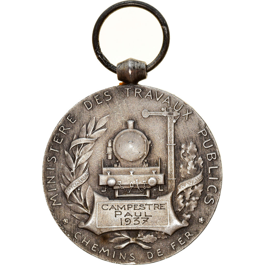 France, Travail, Chemins de Fer, Railway, Medal, 1937, Excellent Quality, Roty