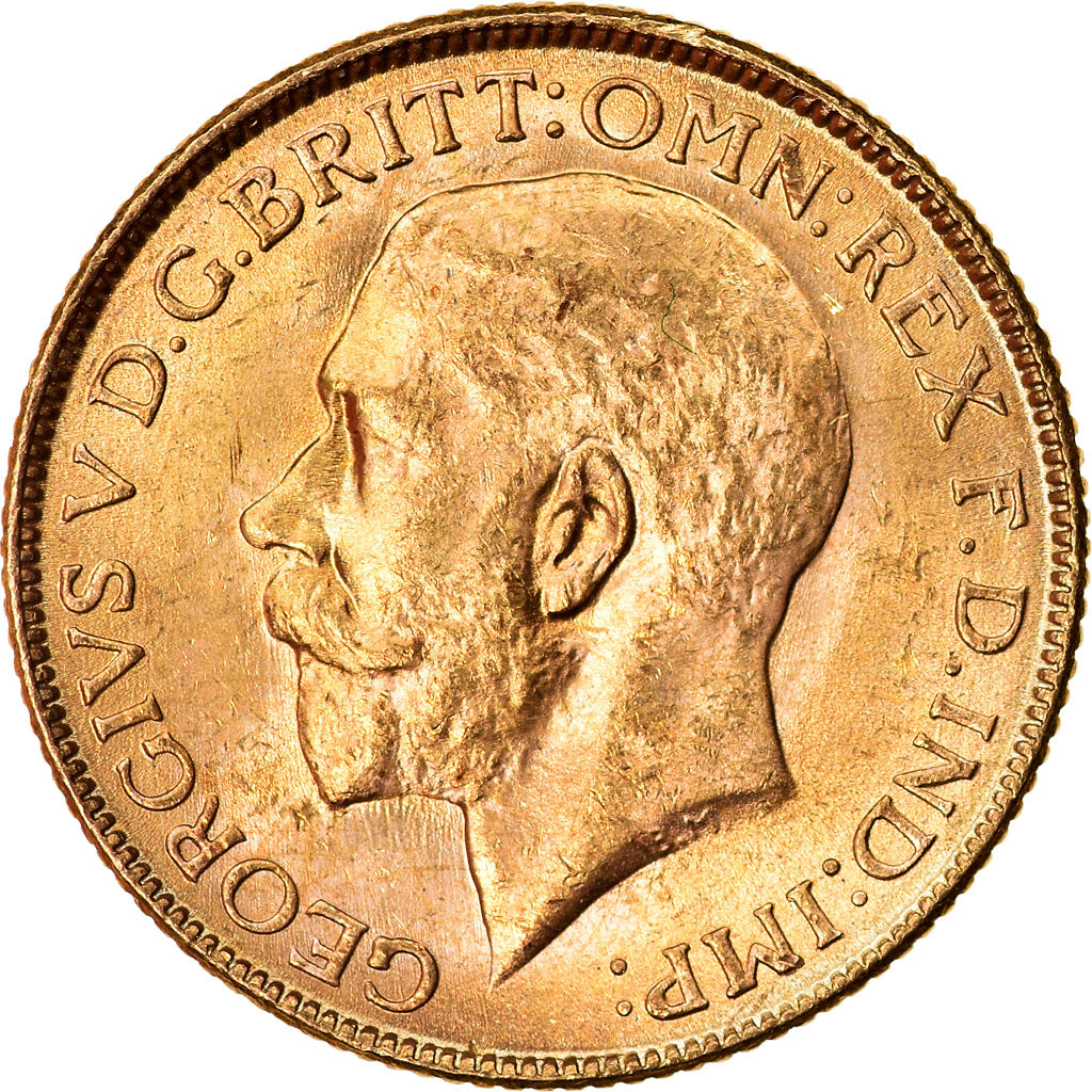Coin, INDIA-BRITISH, George V, Sovereign, 1918, Bombay, MS(60-62), Gold, KM:525A