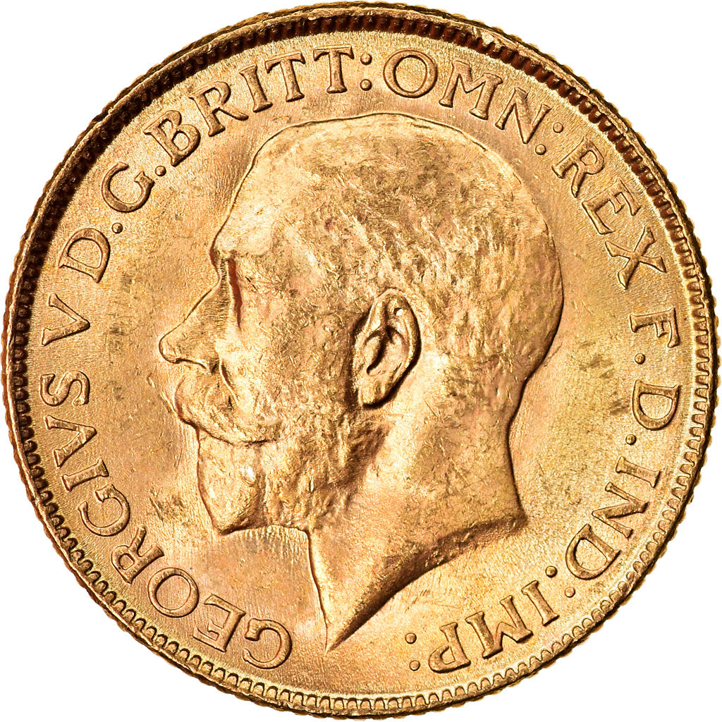 Coin, INDIA-BRITISH, George V, Sovereign, 1918, Bombay, MS(60-62), Gold, KM:525A