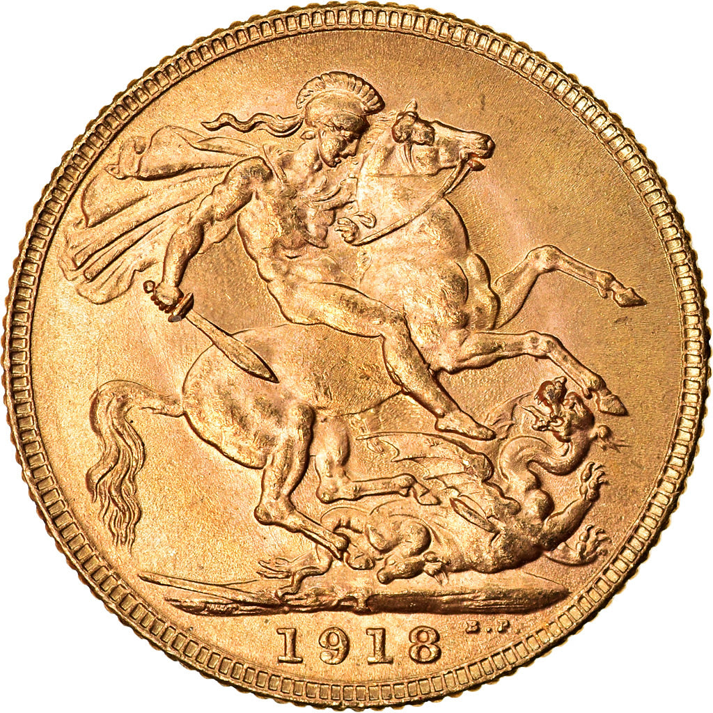 Moeda, ÍNDIA - BRITÂNICA, George V, Sovereign, 1918, Bombay, AU(55-58)