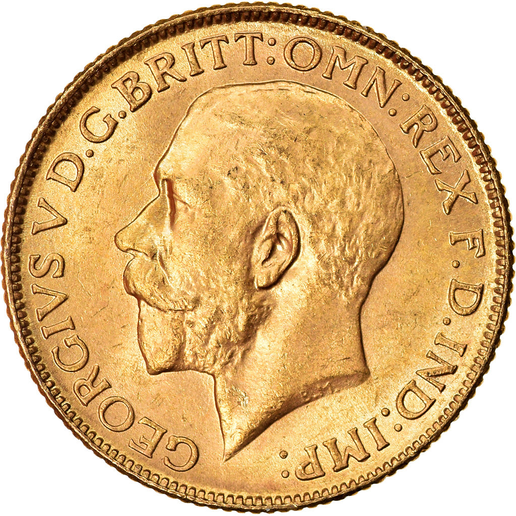 Coin, INDIA-BRITISH, George V, Sovereign, 1918, Bombay, MS(63), Gold, KM:525A