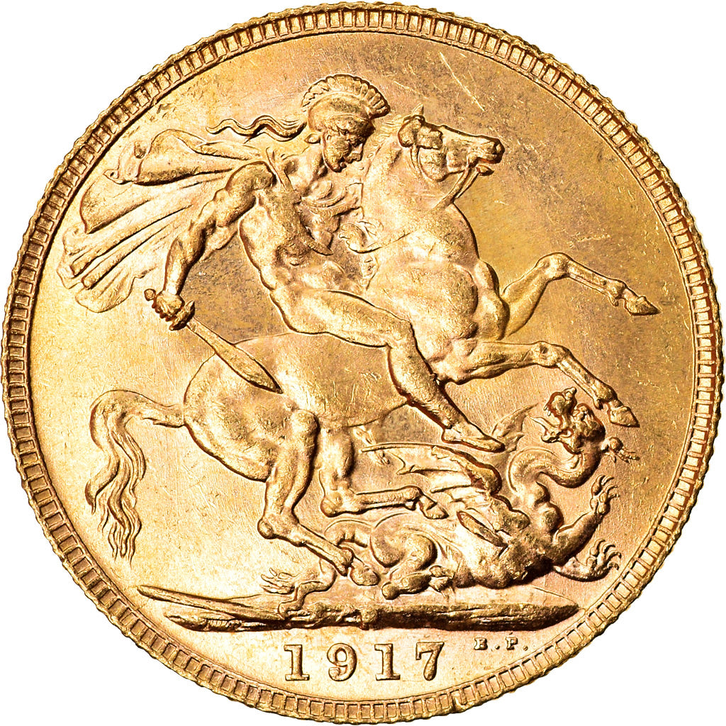 Moneta, Australia, George V, Sovereign, 1917, Perth, SPL, Oro, KM:29