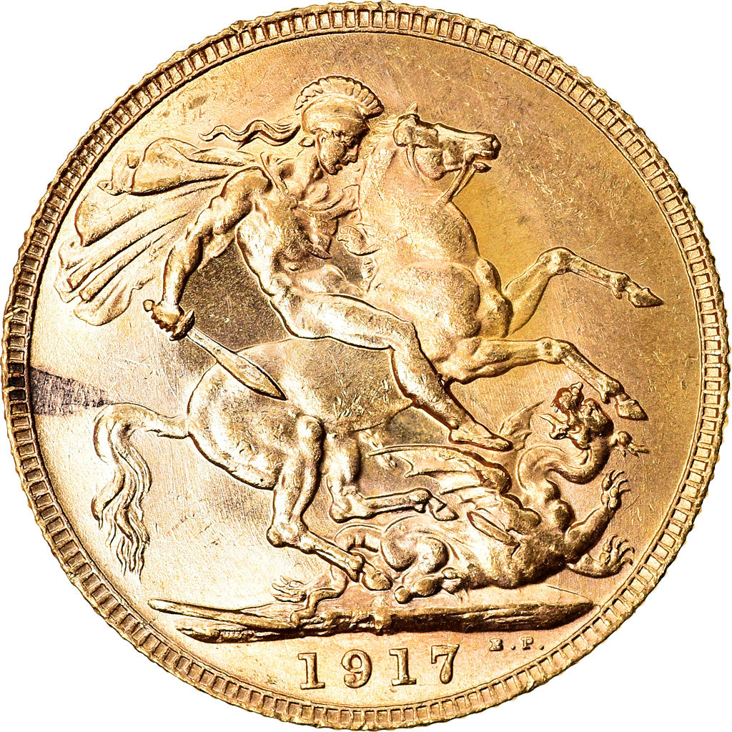 Coin, Australia, George V, Sovereign, 1917, Perth, MS(63), Gold, KM:29