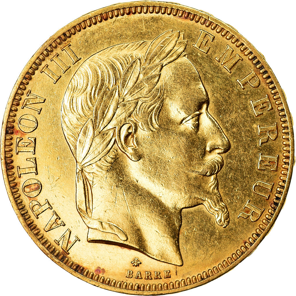 Moneta, Francia, Napoleon III, Napoléon III, 50 Francs, 1867, Paris, BB+, Oro