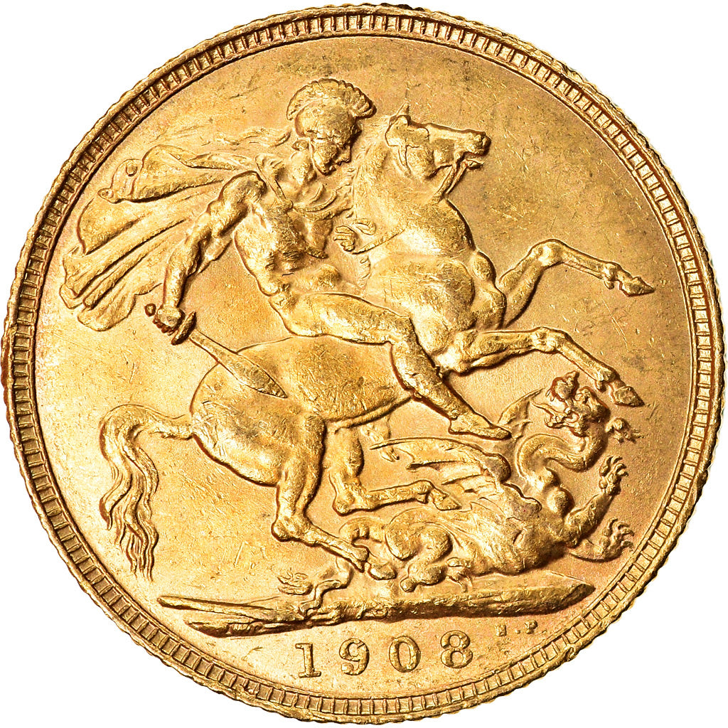 Coin, Australia, Edward VII, Sovereign, 1908, Sydney, AU(55-58), Gold, KM:15