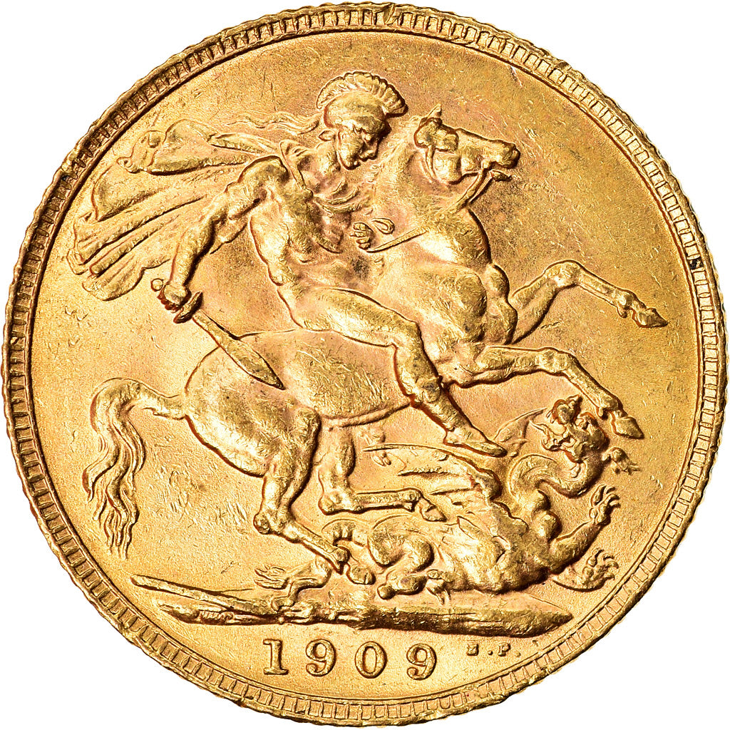 Monnaie, Grande-Bretagne, Edward VII, Sovereign, 1909, Londres, SUP, Or, KM:805