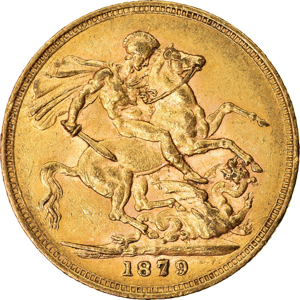 Moneda, Australia, Victoria, Sovereign, 1879, Melbourne, MBC+, Oro, KM:7