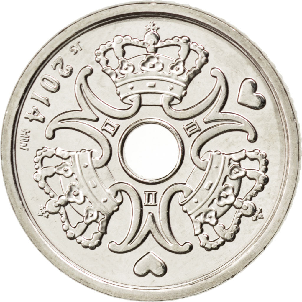 Danimarca, 1 Krone, 2014, SPL, Rame-nichel, KM:873.2
