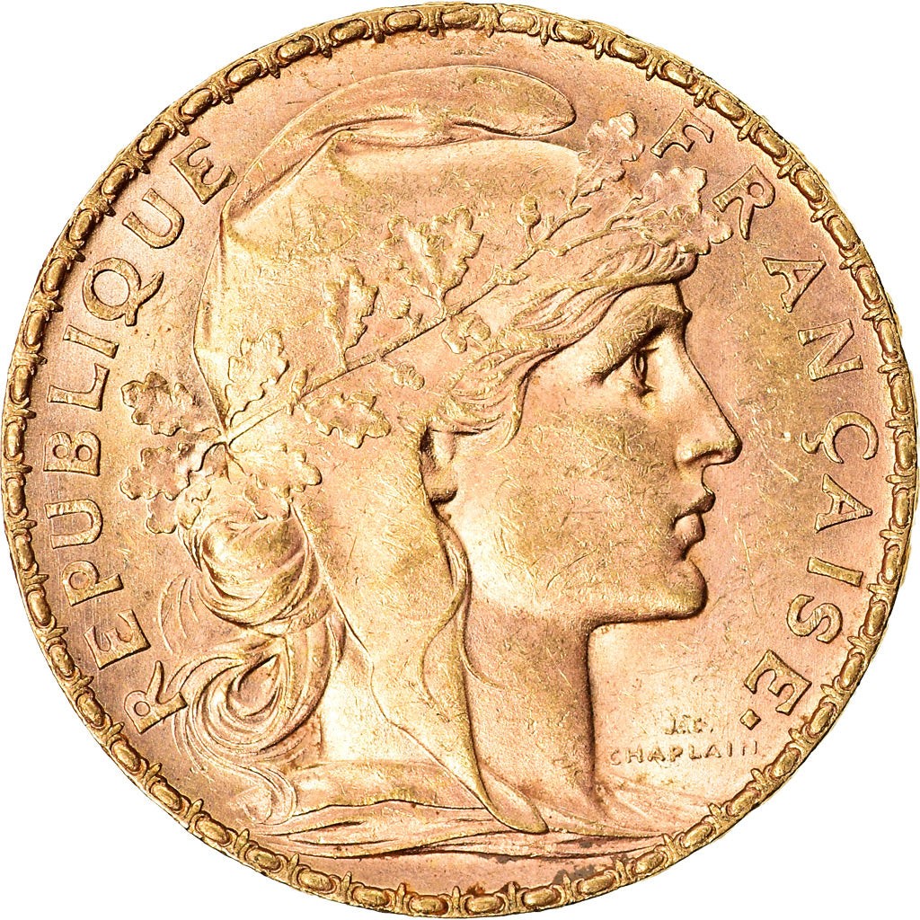Moneta, Francia, Marianne, 20 Francs, 1907, Paris, SPL-, Oro, KM:857