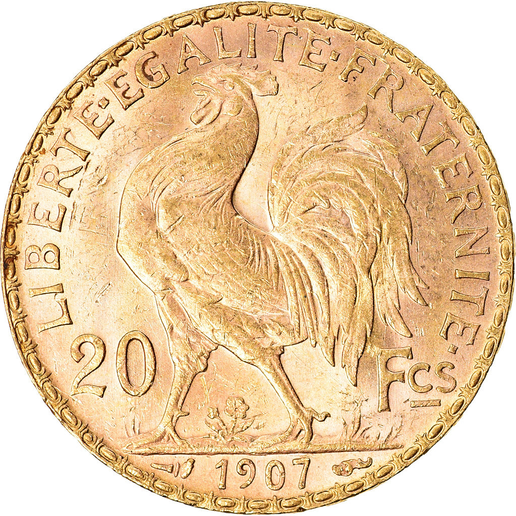 Moneta, Francia, Marianne, 20 Francs, 1907, Paris, SPL-, Oro, KM:857
