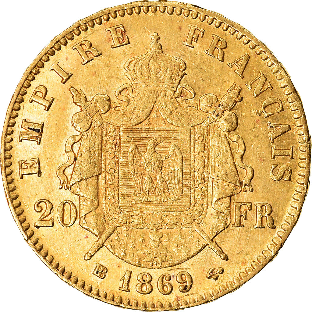 Moeda, França, Napoleon III, Napoléon III, 20 Francs, 1869, Strasbourg