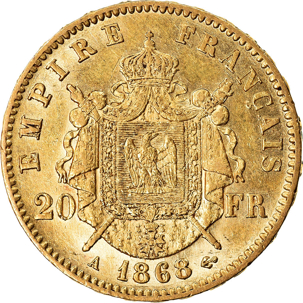 Moneta, Francia, Napoleon III, 20 Francs, 1868, Paris, BB+, Oro, KM 801.1