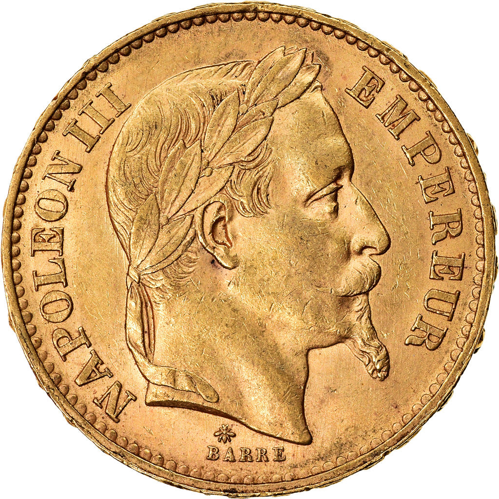 Moneta, Francja, Napoleon III, Napoléon III, 20 Francs, 1870, Paris, AU(55-58)